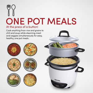Aroma 6-Cup Pot-Style Rice Cooker & Food Steamer - Refurbished