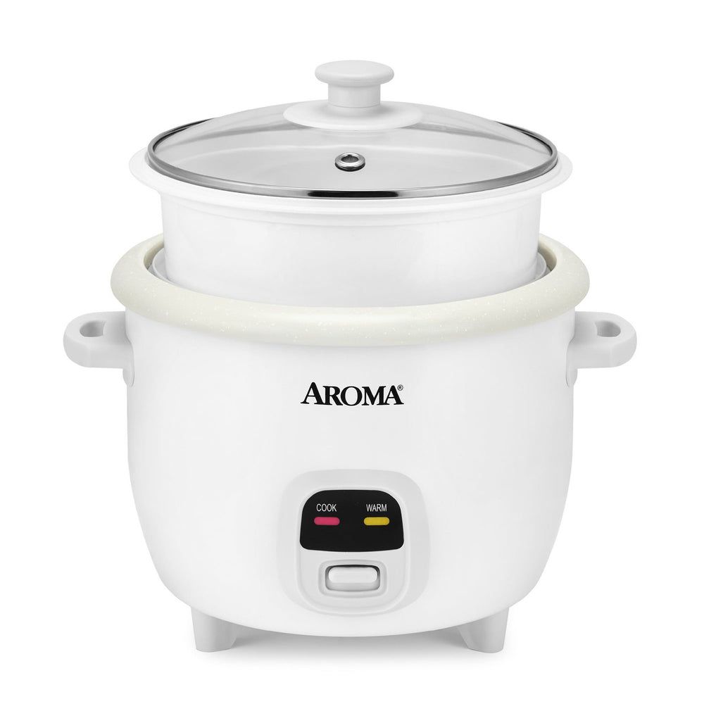 Aroma 6-Cup Rice Cooker & Food Steamer (White) - Refurbished