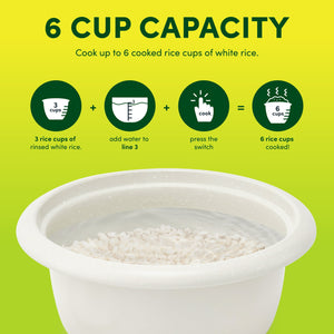 Aroma 6-Cup Rice Cooker & Food Steamer (White) - Refurbished