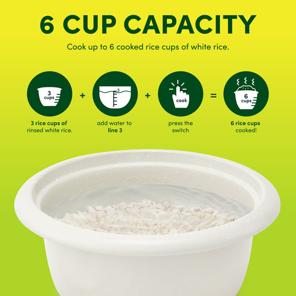 Aroma 6-Cup Rice Cooker & Food Steamer (White) - Refurbished